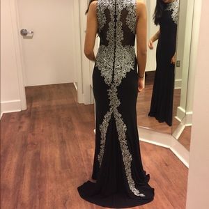 Black Embroidered Prom Dress
